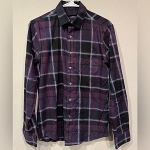 Unisex purple plaid dress shirt